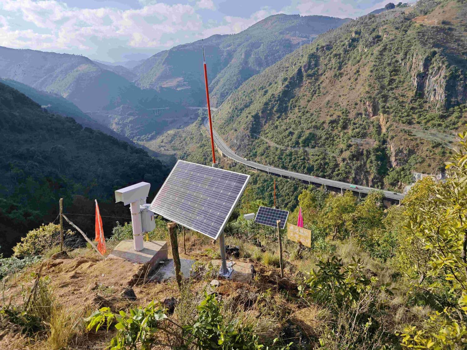 Slope monitoring application using intelligent sensing and data transmission for geological disaster prevention and early warning.