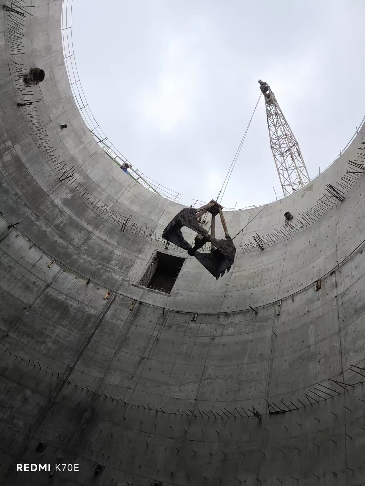 Internal excavation during static caisson sinking at the Baosteel project.

