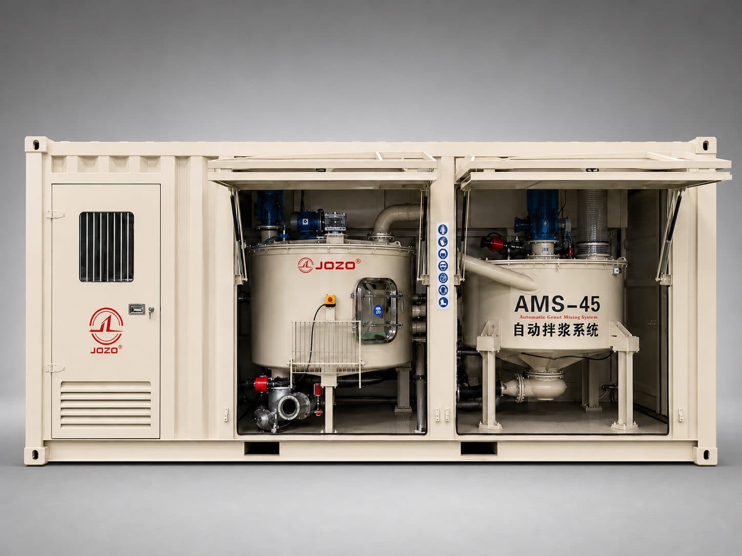 JOZO AMS-45 automated slurry preparation system with integrated mixing and supply modules