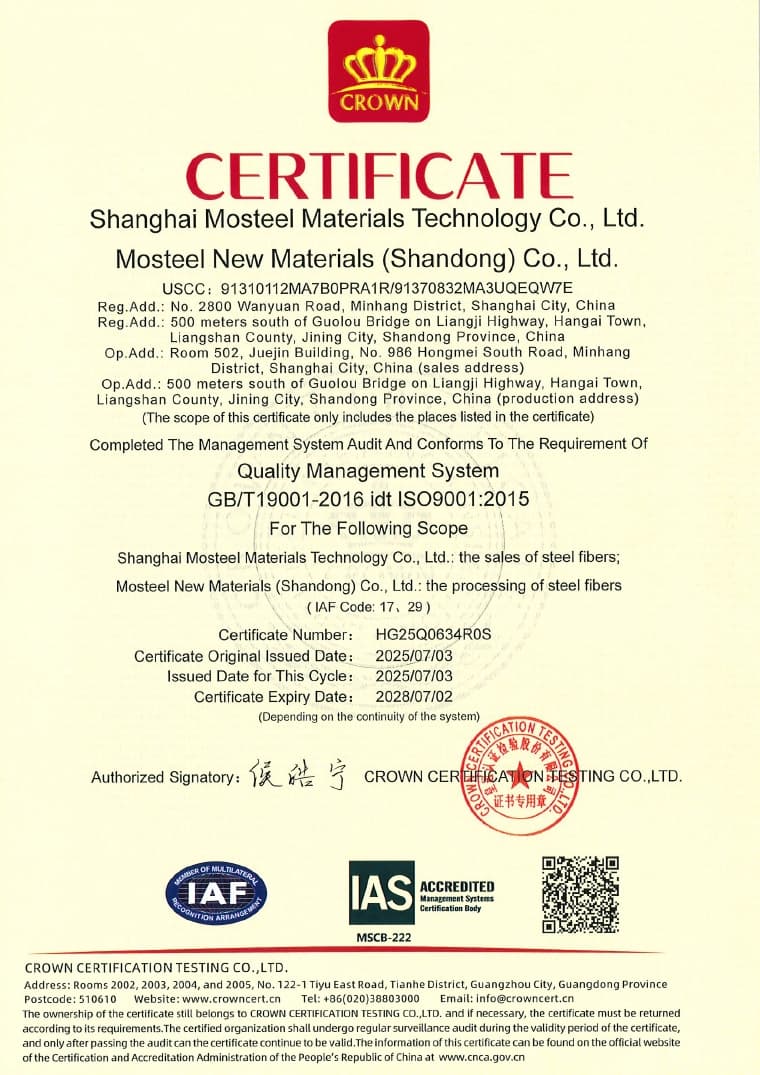 ISO 9001 certificate
