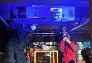 In-service bridge internal welding operation
