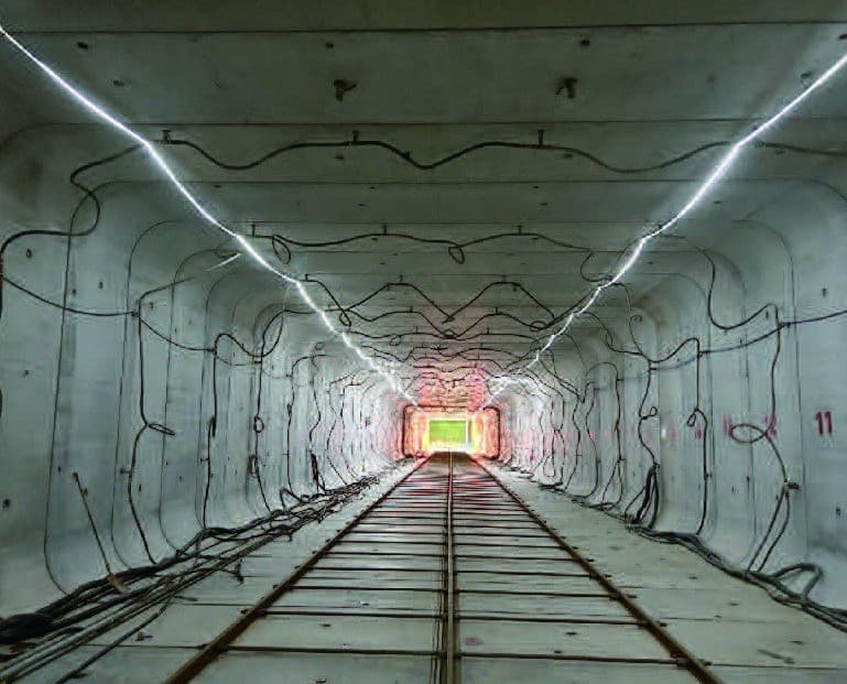 Completed rectangular underground passage at the Fuzhou Railway Station project.
