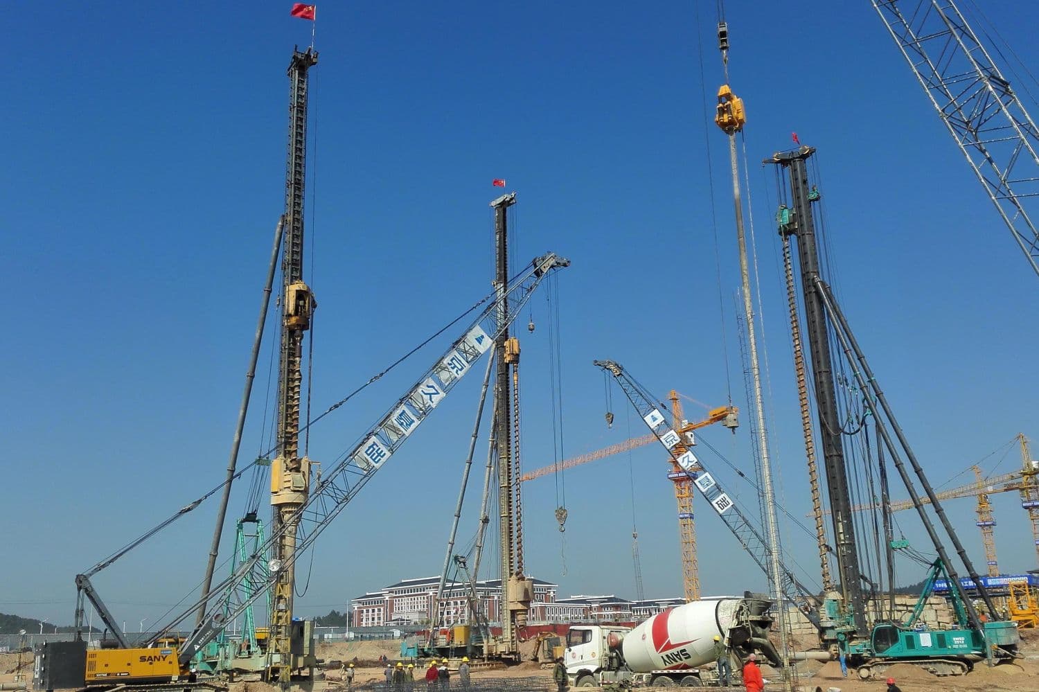 Piling equipment at construction site
