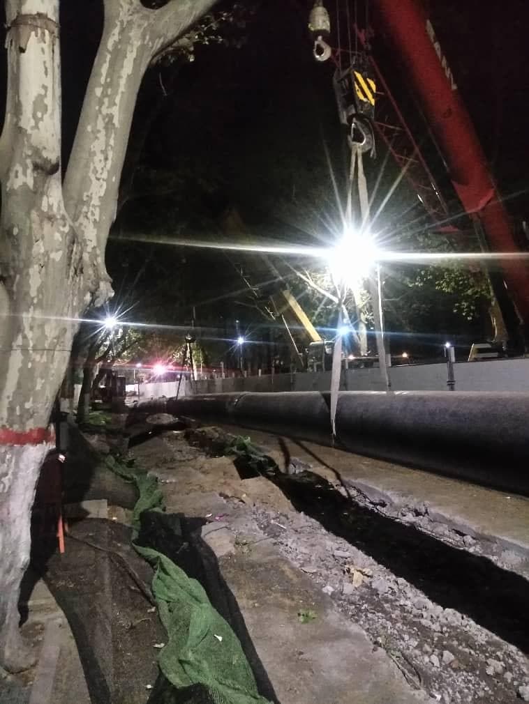 District Heating Pipeline Installation at the Construction Site