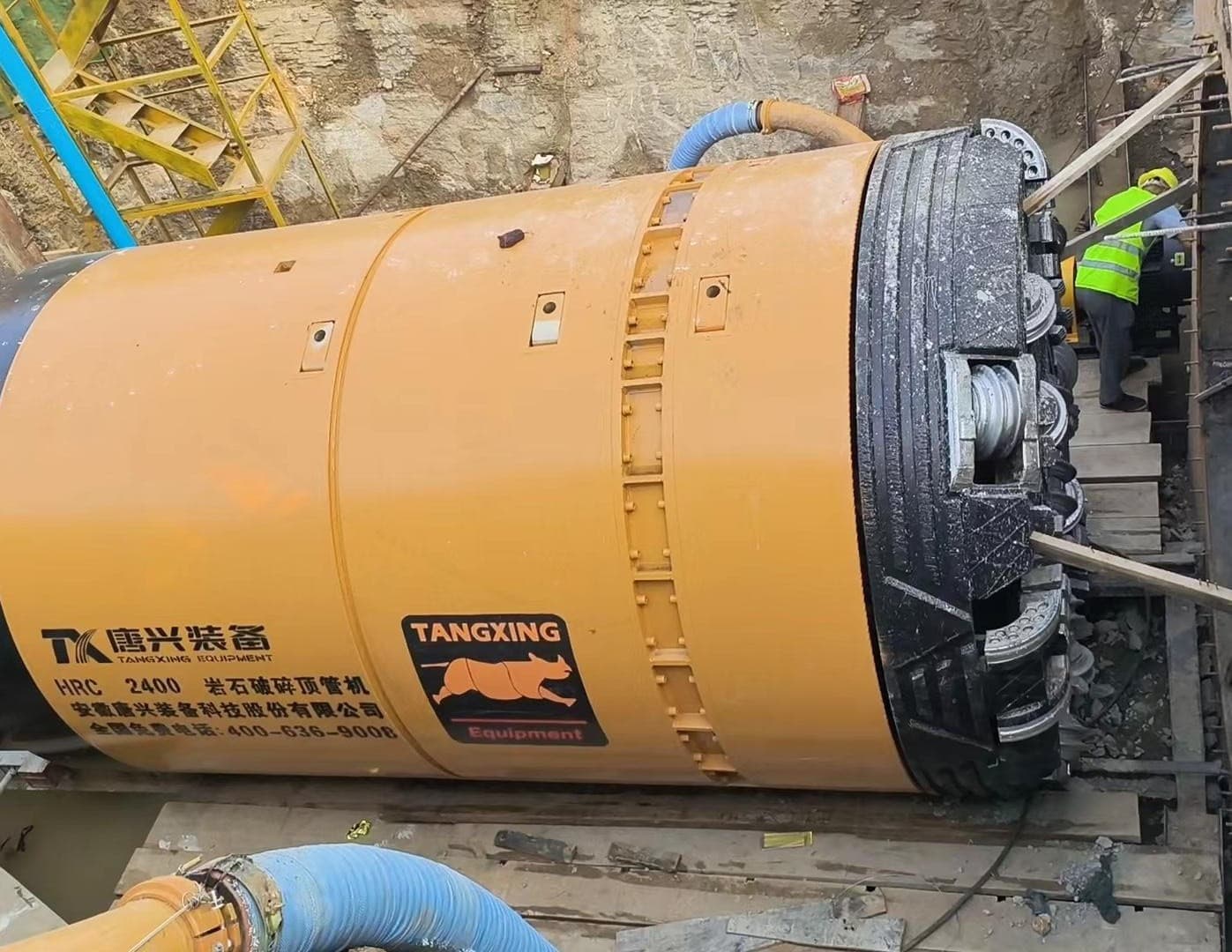 Pipe Jacking Machine Positioned in a Construction Shaft