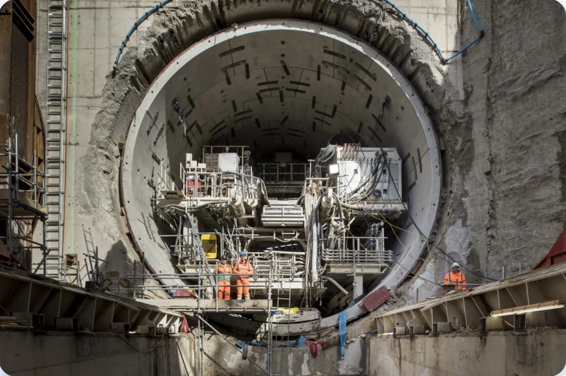 Tunnel construction site supported by the Tunnel & TBM Data Management System (TDMS).